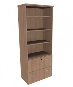 C1 2 Drawer Lateral with Open Bookcase