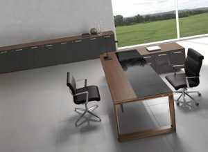 Arche Executive Desk Glass & Wood Top