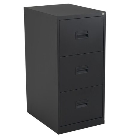 STeel 3 Drawer filing Cabinet - Black