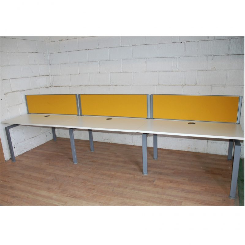 6person Bench Desk 120cm white Silver Yellow 11040