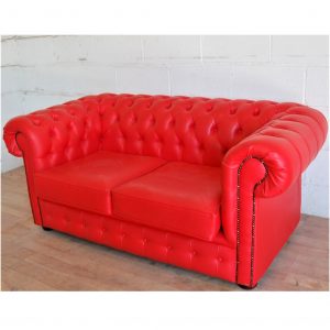 Red Faux Leather Chesterfield Sofa 3012