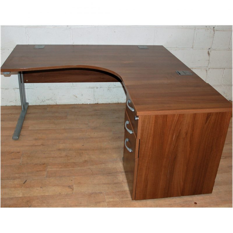 Radial Corner Desk Walnut Marked 13027