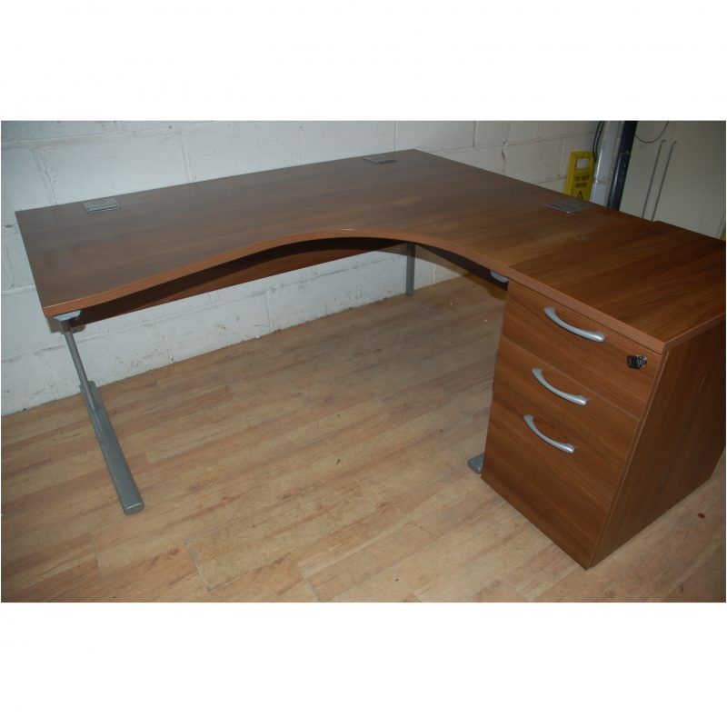 Radial Corner Desk Walnut Marked 13027
