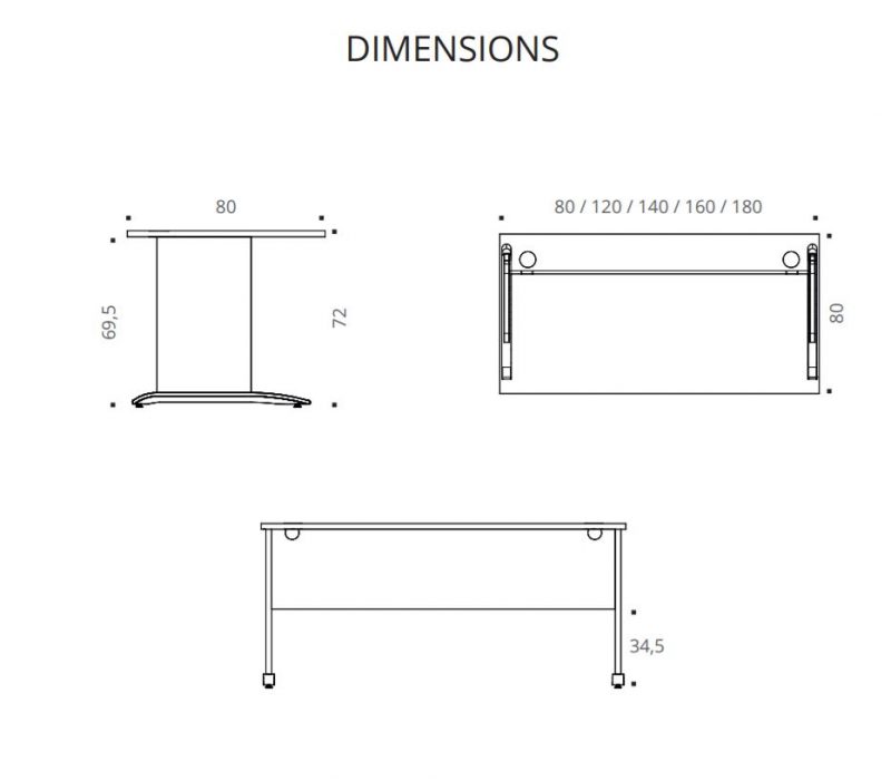Retro Straight desk dimensions