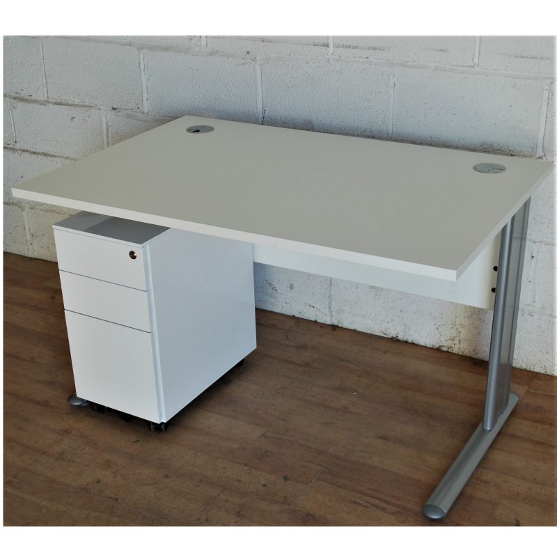 White Silver 120cm Desk 11138