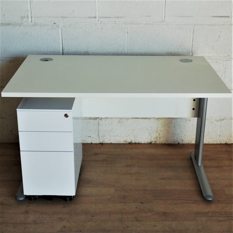 White Silver 120cm Desk 11138
