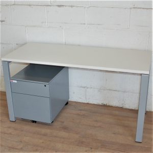 BENE Compact Desk White Silver 140x60cm 11142