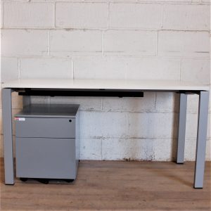 BENE Compact Desk White Silver 140x60cm 11142
