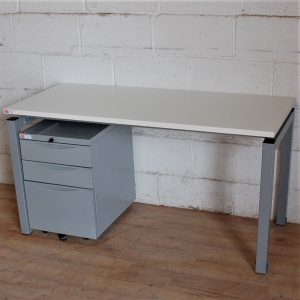 Desk White Silver 140x60cm 11141