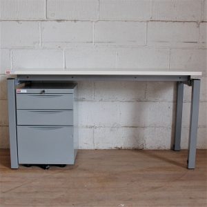 Desk White Silver 140x60cm 11141