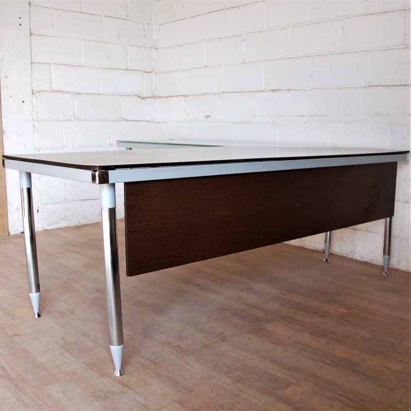 EXECUTIVE Desk Glass Walnut Chrome 11154