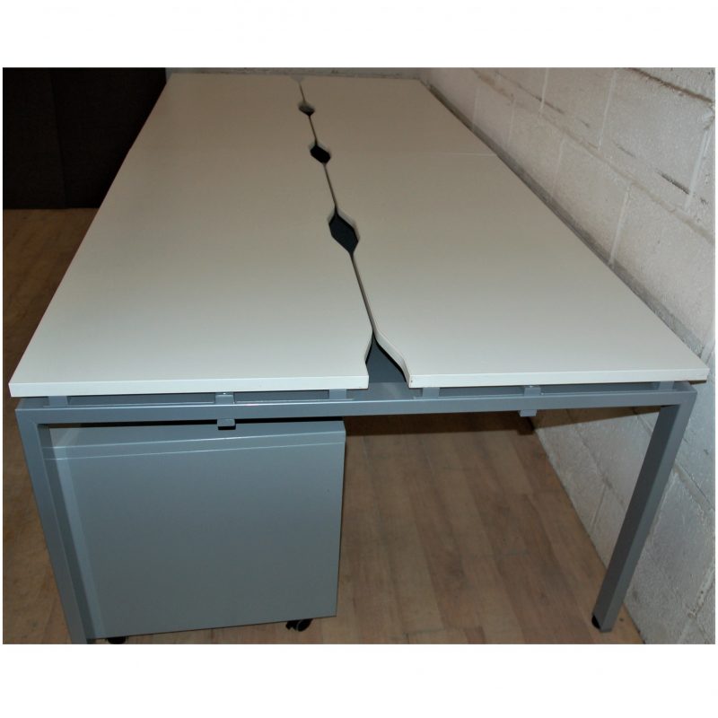 White Silver 140cm Bench Desking 11152