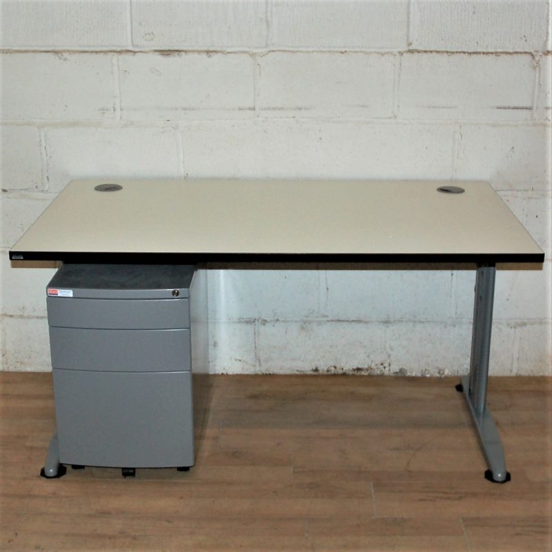 White Walnut Silver Desk 140cm 11190