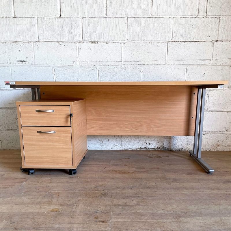 Desk with Mobile Pedestal Beech 11201