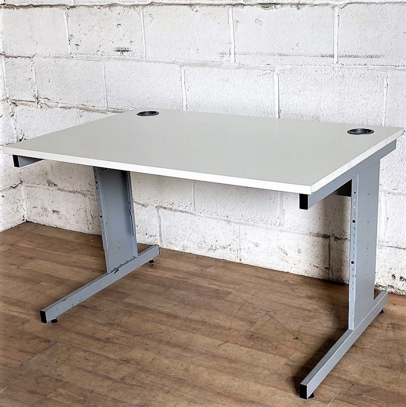 Desk with Mobile Pedestal White Silver 11211
