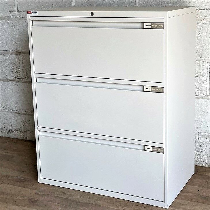 MAINE 3dwr Lateral Filing Cabinet 80cm White 6126