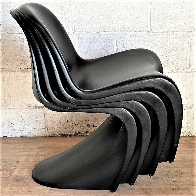 Set of 4 Panton Chair Black Copy 1142