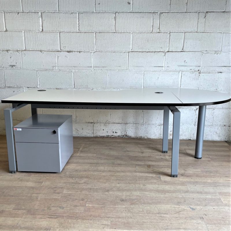 Desk with Meeting End White Silver 11228