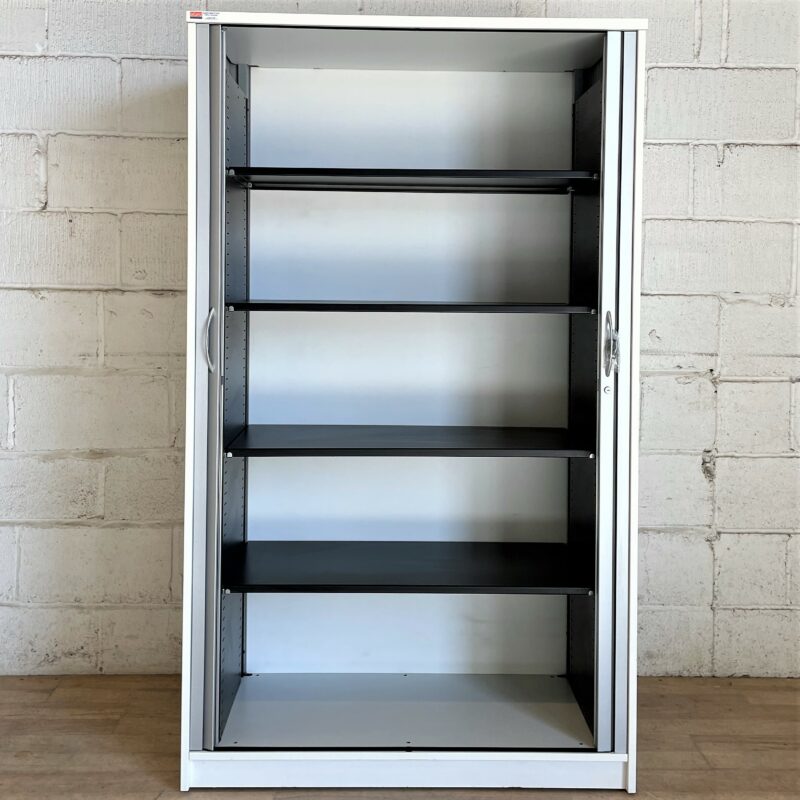 Large Tambour Cupboard White Silver 5184a