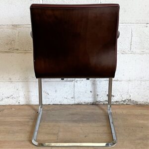 Pair of Burgundy Leather Chrome Visitors Chair 1147