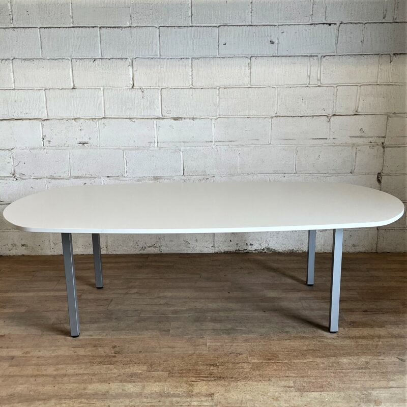 White Boat Shaped Boardroom Table 240x120cm 15147