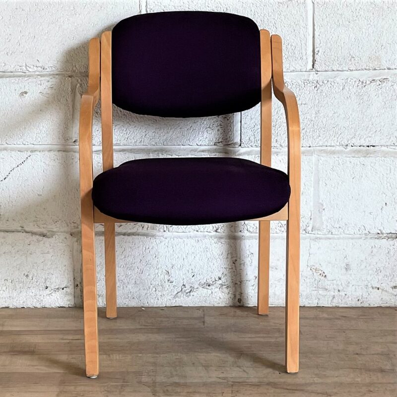 Set of 4 Burgundy and Beech Stacking Chair 1148