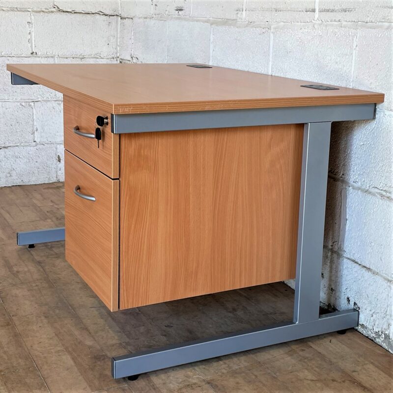 Desk Beech Fixed Pedestal 11254
