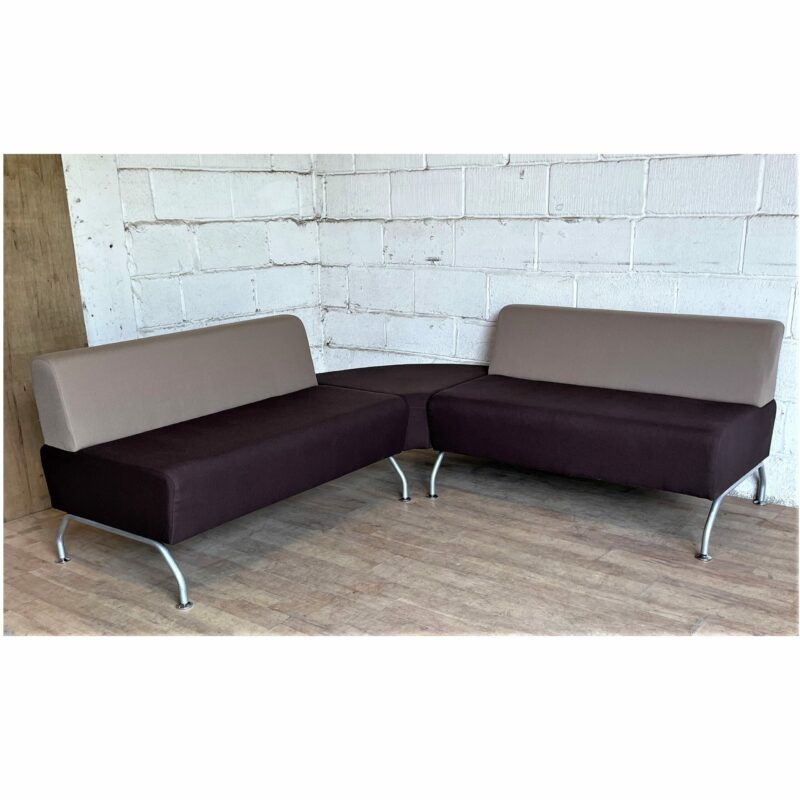 Large 4 Piece Sofa Reception Break-Out Seating Brown Tan 3055