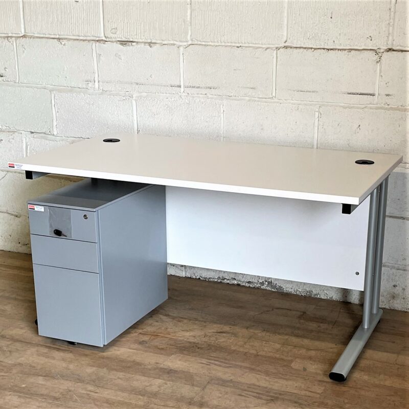 Workstation Desk White Silver 11249