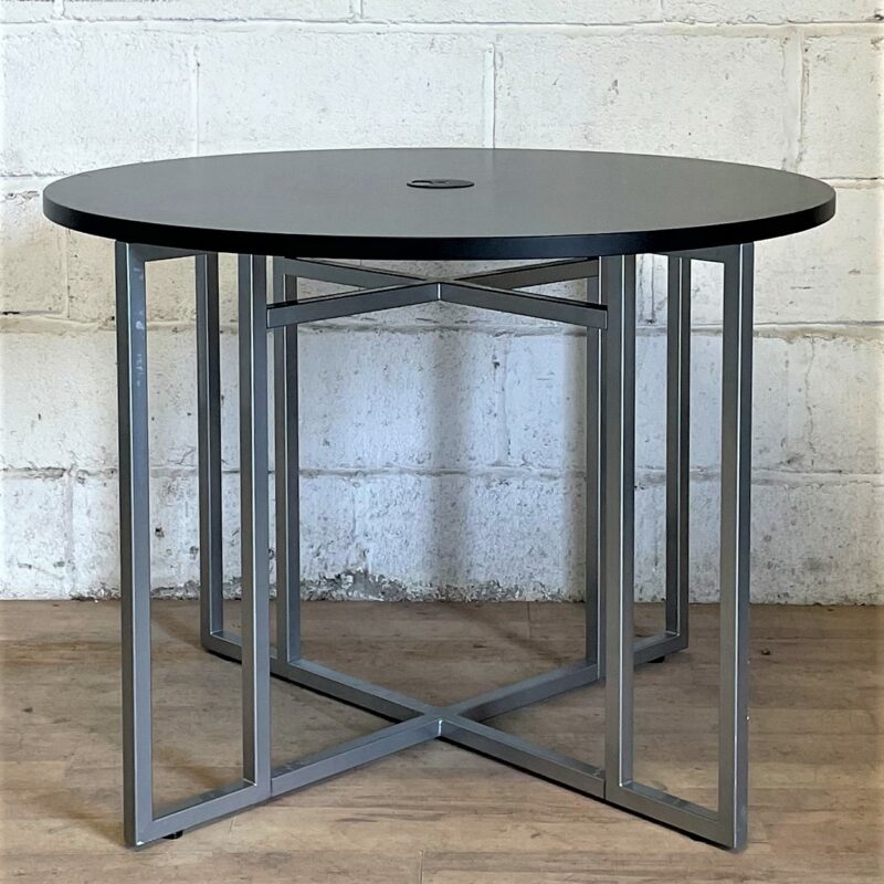 BURONOMIC Circular Meeting Table Black Silver 15184