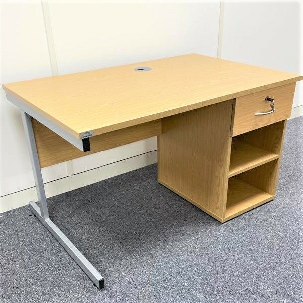 Compact Oak Desk with Support Pedestal 11282