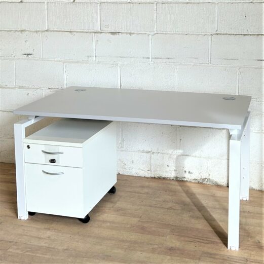 Bench Style Workstation Desk White Light Grey 11290