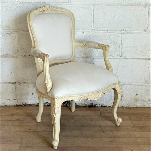 French Regency Style Louise Armchair White Cream 9187