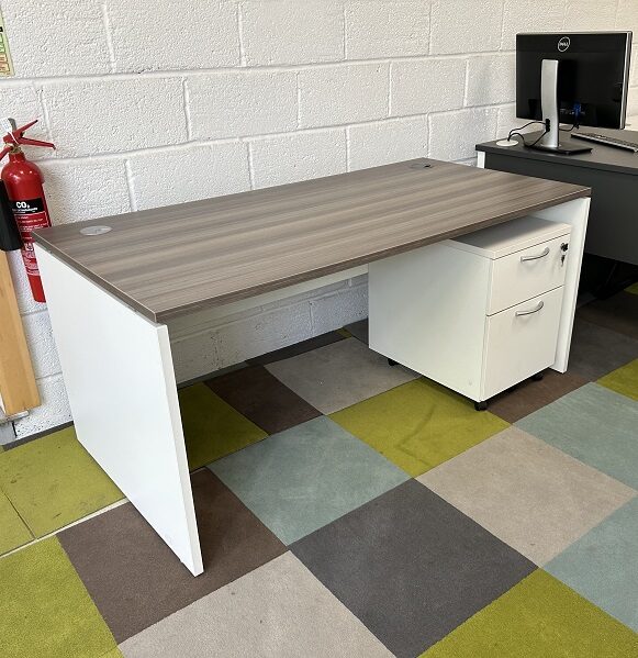 Cedar & White Desk 160cm with Pedestal 11304