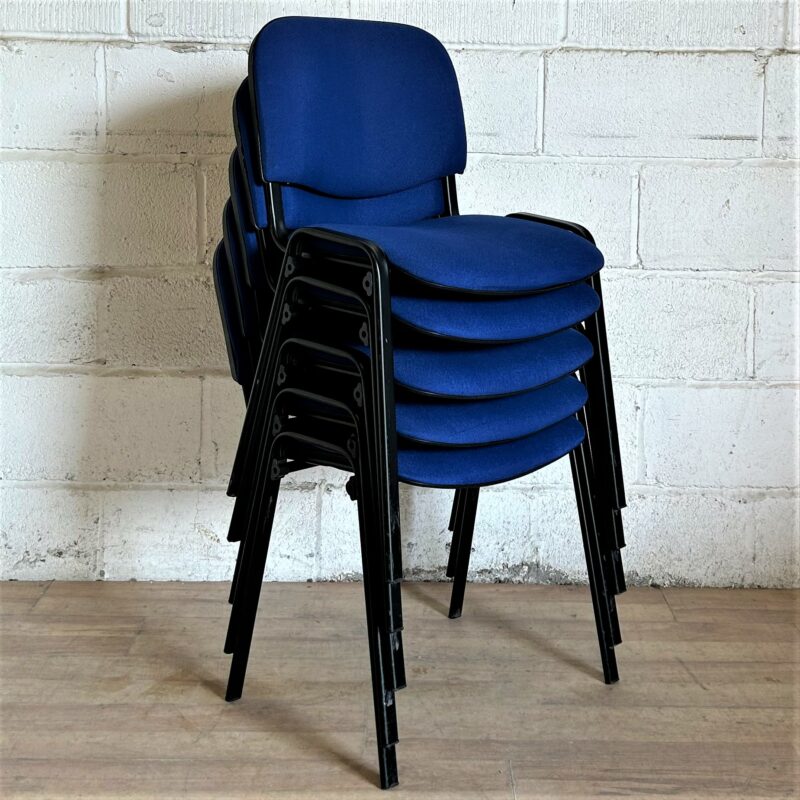 Set of 5 Stacking Visitors Meeting Chair Blue Marked 1200