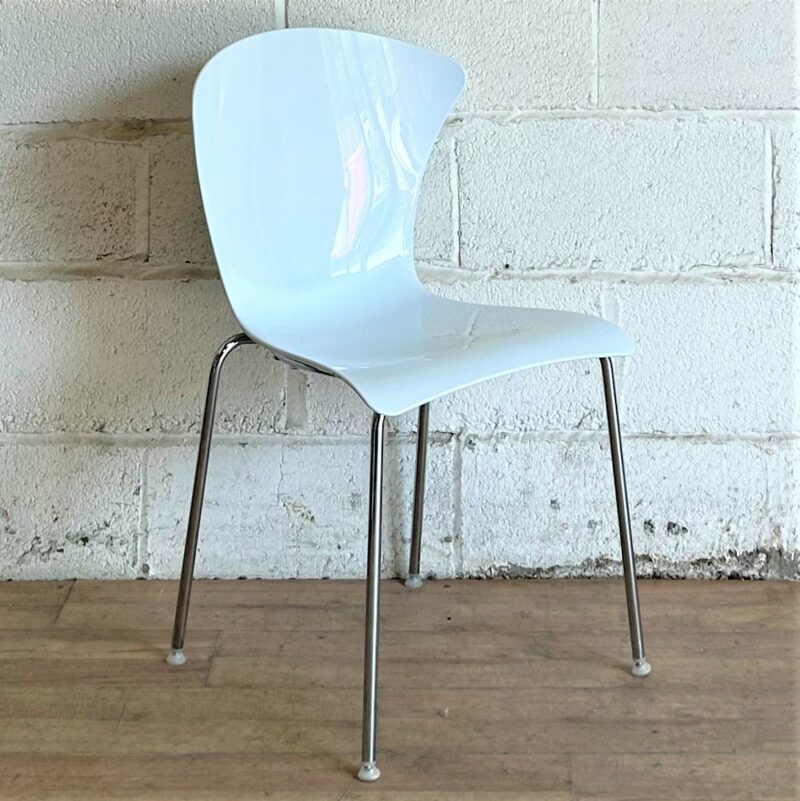 Set of 3 CONNECTION White Chrome Meeting Visitors Side Chairs 1205