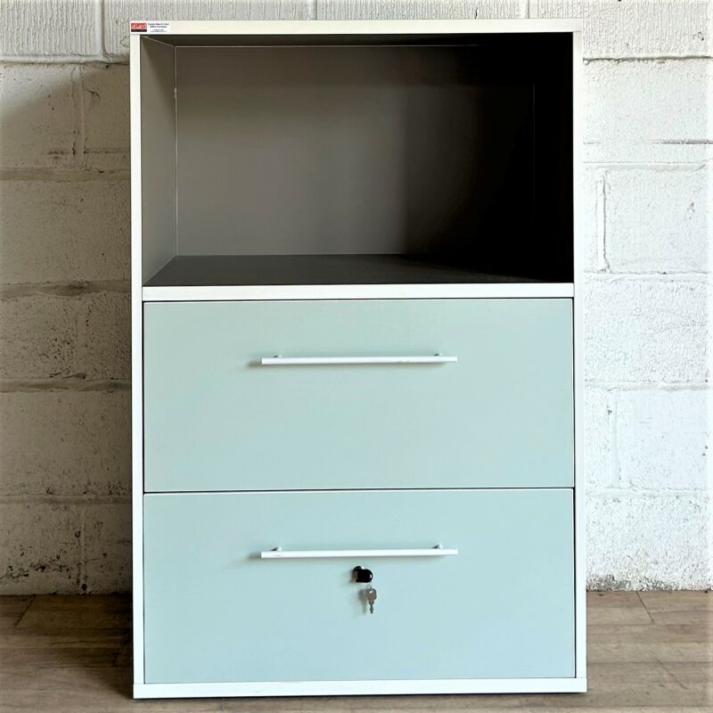Filing Cabinet Bookcase White Green Grey 6176