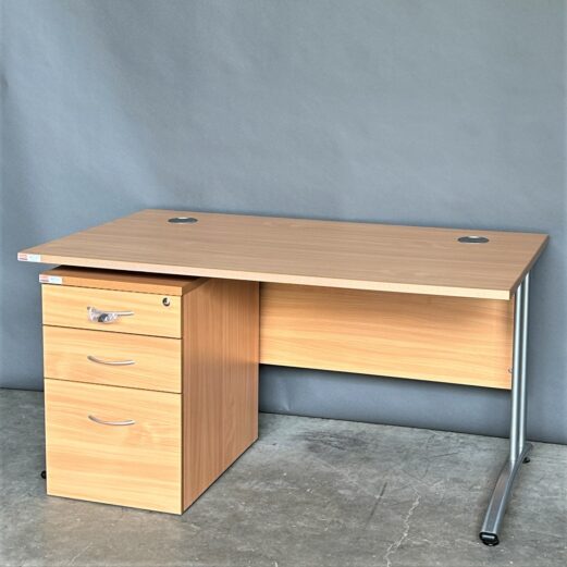 Beech Desk 140cm Workstation and Pedestal 11323