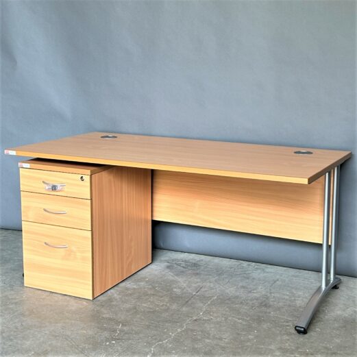 Beech Desk 160cm Workstation and Pedestal 11322