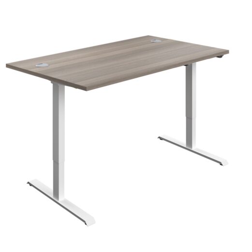 Sit Stand Desk grey oak White