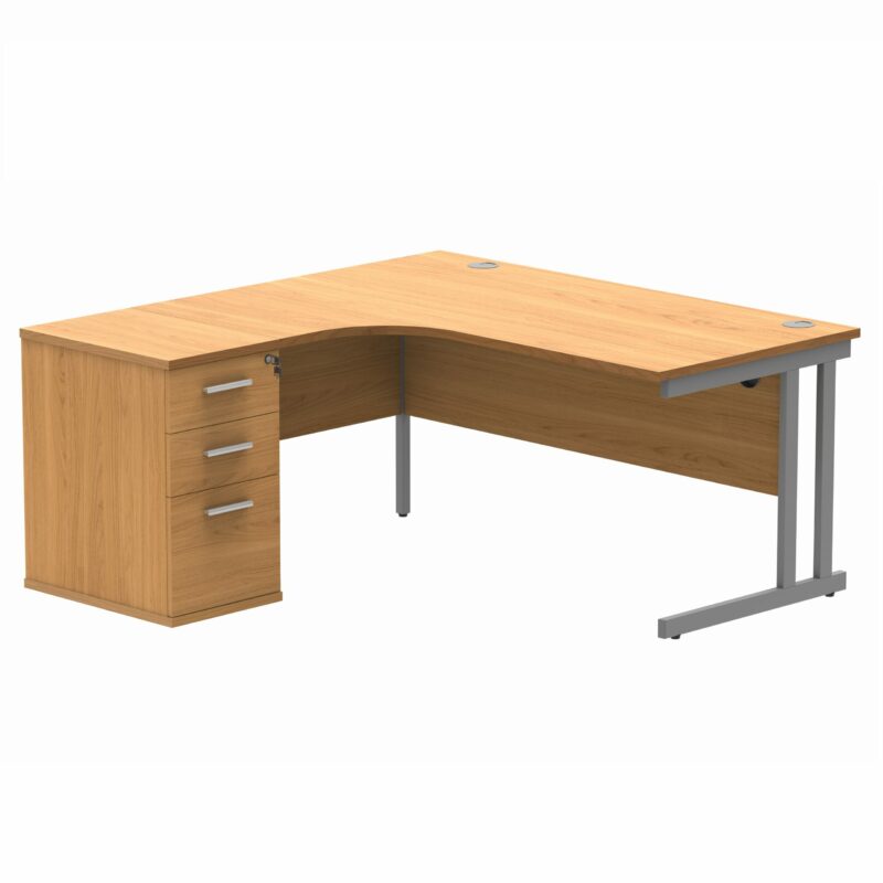 Easy Radial Desk with Desk High Pedestal
