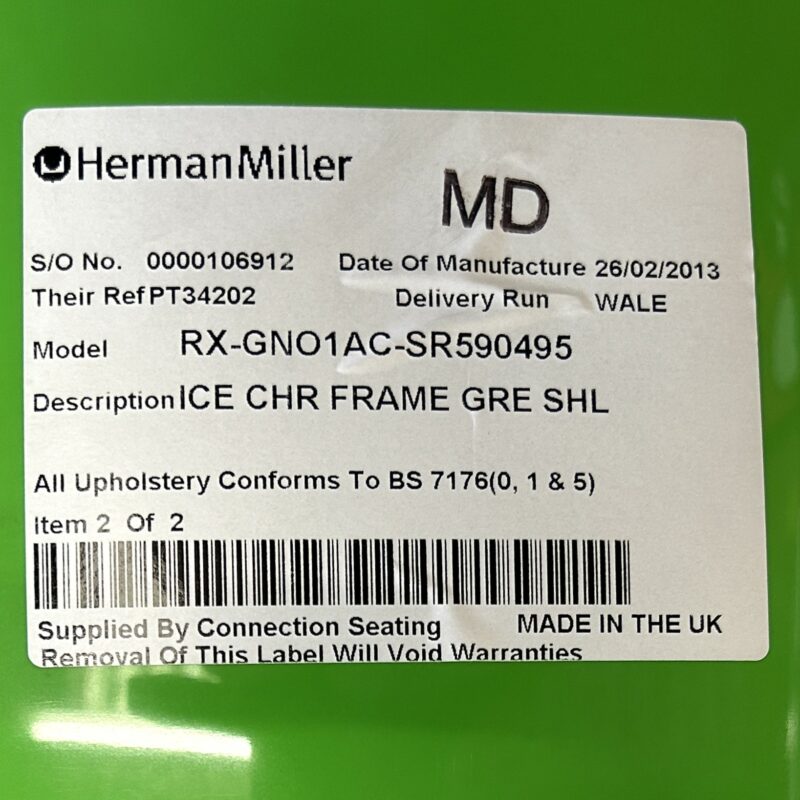 PAIR of HERMAN MILLER ICE Bar Stool White Green 1210a