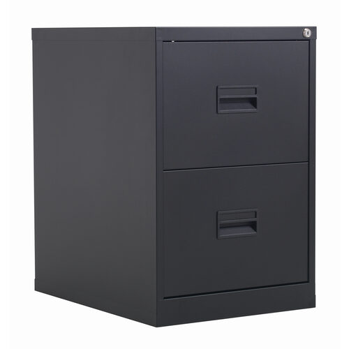 Steel 2 Drawer Filing Cabinet - Black