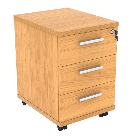 easy mobile pedestal beech 3 drawer