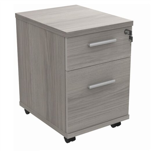 easy mobile pedestal grey oak 2 drawer
