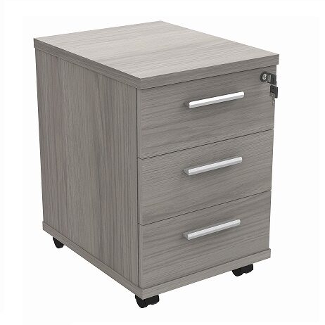 easy mobile pedestal grey oak 3 drawer