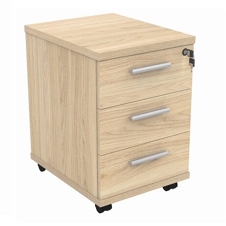 easy mobile pedestal oak 3 drawer