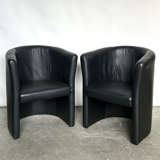 Pair of Tub Chairs Black faux Leather 3085