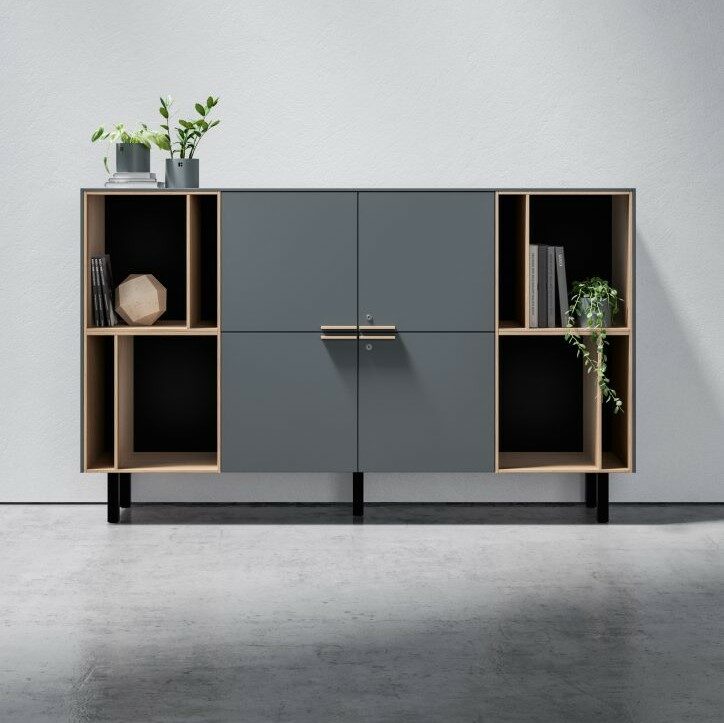 Sile Credenza Unit with Wood Doors