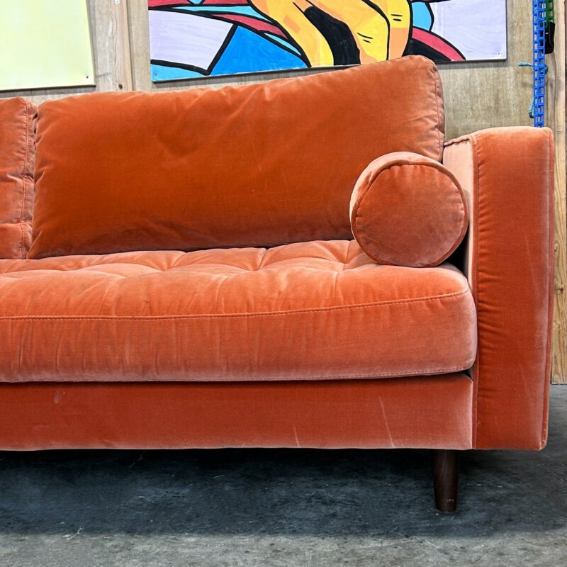 SCOTT Burnt Orange 3 Seat Velvet Sofa 3099